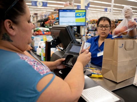 Antoinette Martinez uses CalFresh to pay for her groceries at FoodMaxx.