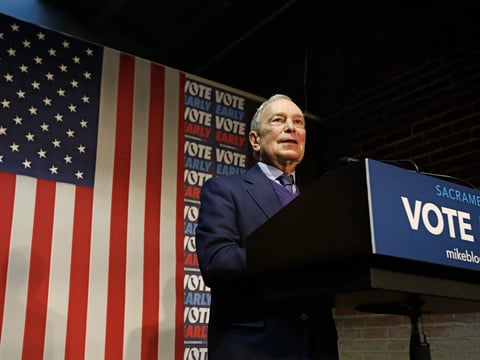 Democratic presidential candidate former New York City Mayor Michael Bloomberg addresses supporters during a campaign stop in Sacramento, Calif., Monday, Feb. 3, 2020.
