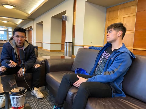 Andre Anaya (left) and Chris Torres share their thoughts on the election and life as a Latino in America.
