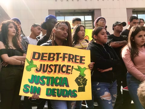 A coalition of criminal justice reform organizations urged Los Angeles County Supervisors to eliminate criminal justice fees.