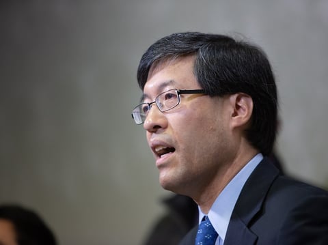 California State Senator Dr. Richard Pan addresses reporters about coronavirus at the Sacramento County administration building on Sunday, March 8, 2020.