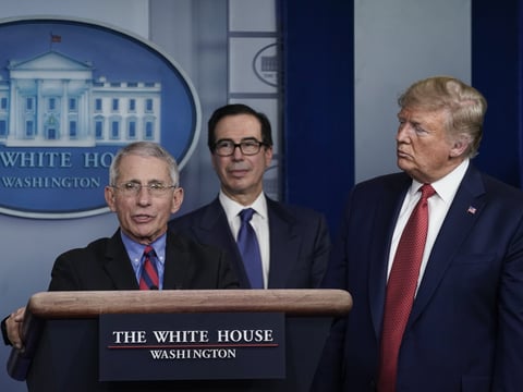 Dr. Fauci speaks during a briefing on the coronavirus pandemic at the White House on Wednesday, March 25.