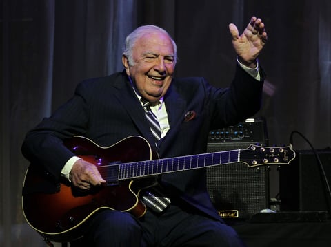 Bucky Pizzarelli performs at his induction ceremony for the New Jersey Hall of Fame in 2011.