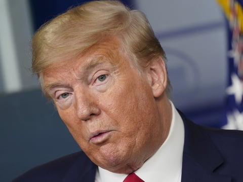 President Trump speaks during a Coronavirus Task Force news conference at the White House on Wednesday.