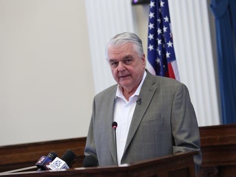 Nevada Gov. Steve Sisolak announces the state's Roadmap to Recovery plan during a press conference at the State Capitol on April 30, 2020.