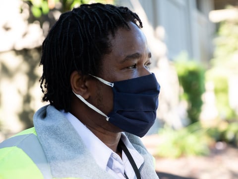 Dante Butler works as security guard in Sacramento, pictured Friday, July 10, 2020.