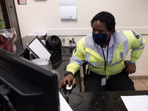 Dante Butler works as security guard in Sacramento, pictured Friday, July 10, 2020.