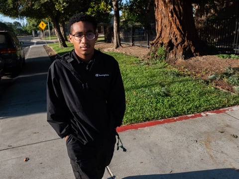 Emerald Britton walks to work from his home in South Sacramento, Thursday, June 9, 2020.
