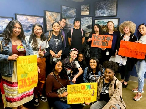 A group of students studying various disciplines of ethnic studies at Cal State campuses visit the Capitol to lobby for legislation to require such classes as a condition for graduation.