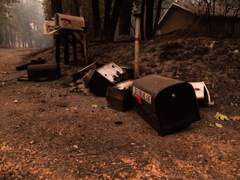 A number of buildings near Berry Creek appeared to be damaged or destroyed Wednesday, Sept. 9, 2020.