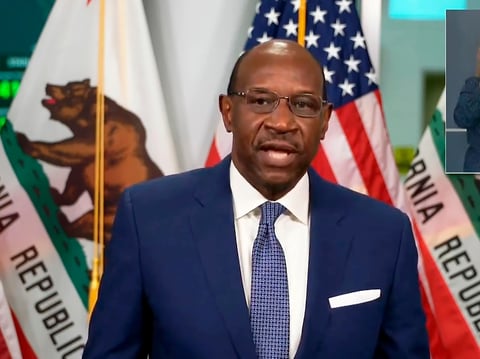 This photo from streaming video provided by the Office of the Governor shows Justice Martin Jenkins. California Gov. Gavin Newsom announced Monday, Oct. 5, 2020, his nomination of Justice Jenkins (Ret.) for Associate Justice of the California Supreme