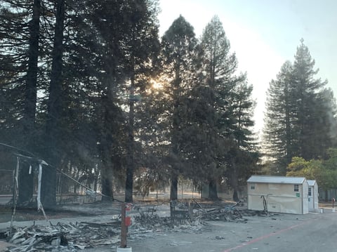 The Glass Fire destroyed four tiny homes at Los Guilicos Village and damaged another two.