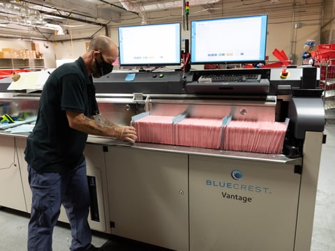 An envelope cutting machine at the Sacramento County Registrar's Office Tuesday, Nov. 3, 2020.
