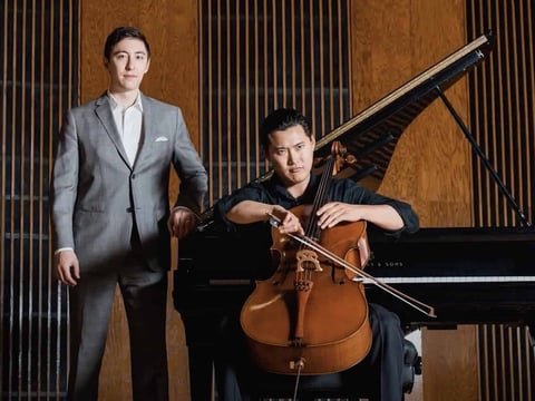 Jonah Kim & Sean Kennard pose for the cover of their album.