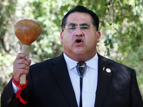 Last year, at the future site of the California Indian Heritage Center in Sacramento, Gov. Gavin Newsom, left, with Assemblyman James Ramos, formally apologized to tribal leaders across the state.