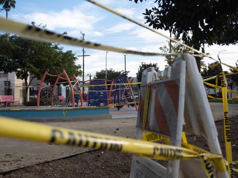 A cordoned off playground in South Central LA, on Dec. 8., 2020.