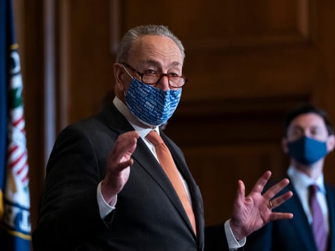 Senate Majority Leader Chuck Schumer, D-N.Y., seen here at the U.S. Capitol on Thursday, said the upcoming impeachment trial against former President Donald Trump will be "fair" but "move at a relatively fast pace."