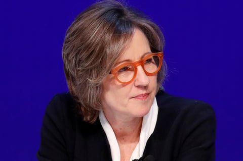 In this May 14, 2018 file photo, Dee Dee Myers speaks during a women’s forum at the Wynn hotel and casino in Las Vegas. Myers, a former press secretary to President Bill Clinton, became a senior adviser to California Gov. Gavin Newsom in December.