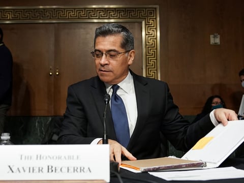 Xavier Becerra, seen here during his February confirmation hearing, has been confirmed by the U.S. Senate as the Secretary of Health and Human Services.