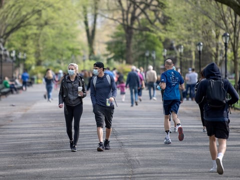The CDC says people who are fully vaccinated do not need to wear a mask when they're outdoors, unless they're in a crowded space, according to new guidance.