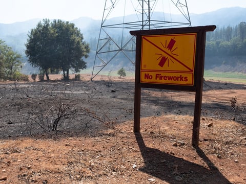 Power lines by the Gregory Creek Campground in Shasta County, Thursday, July 1, 2021.