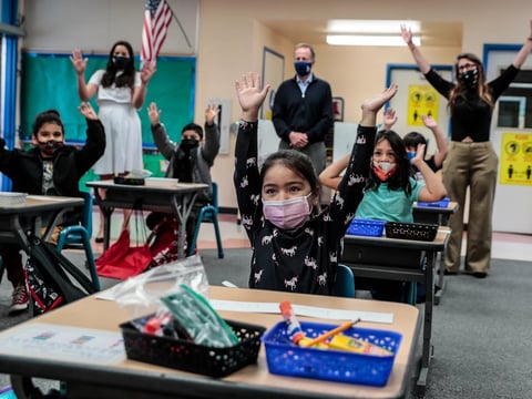 Kindergartner Allyson Zavala joined with other students and school superintendent Austin Buetner for a class selfie in April inside teacher Alicia Pizzi's classroom at Maurice Sendak Elementary School in North Hollywood, Calif.