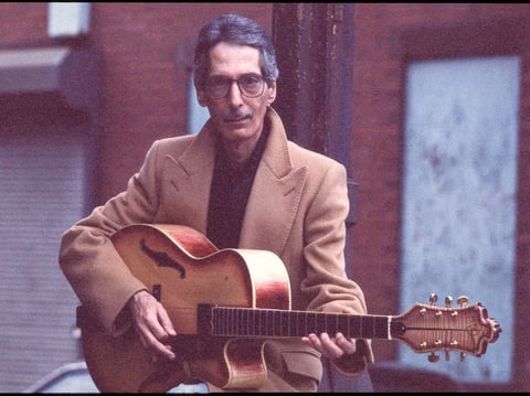 Pat Martino posing with his guitar in 1994. The celebrated jazz guitarist died Nov. 1 at age 77.