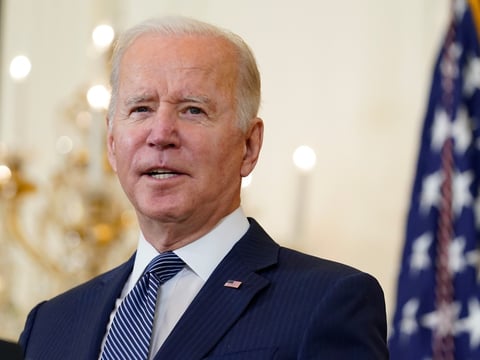 President Joe Biden speaks during an event to light the menorah in the East Room of the White House in Washington, Wednesday, Dec. 1, 2021, to celebrate Hanukkah.