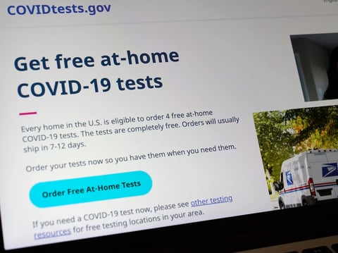The website COVIDTests.gov allows people to order four at-home tests per residence and have them delivered by mail. Now there's a phone number, too.