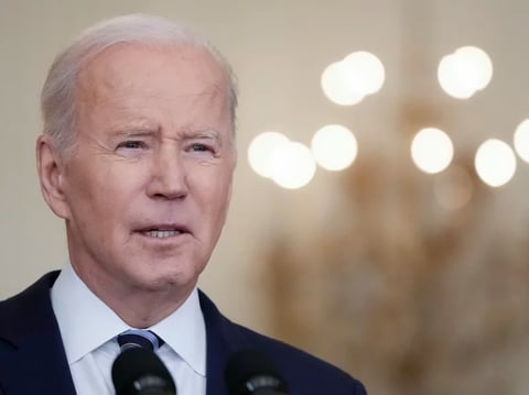 President Biden delivers remarks about Russia's "unprovoked and unjustified" military invasion of Ukraine on Thursday.