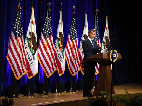 Gov. Gavin Newsom gives his annual State of the State address on Tuesday, March 8, 2022.