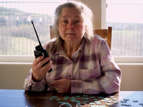 Eileen Strangfeld, 69, is a member of the Neighborhood Radio Watch in El Dorado County. She lost her Grizzly Flats home in the 2021 Caldor Fire, but said the radio network provided timely updates and allowed her to evacuate safely.