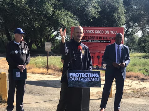 Assembly member Kevin McCarty (D–Sacramento) speaks in favor of a bill that would ban homeless encampments along the American River Parkway.