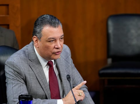 Sen. Alex Padilla, D-Calif., questions Supreme Court nominee Judge Ketanji Brown Jackson before the Senate Judiciary Committee on Capitol Hill in Washington, Wednesday, March 23, 2022, during her confirmation hearing.