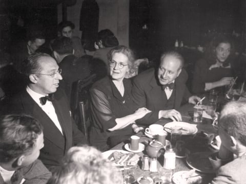 Left to right: Aaron Copland, Nadia Boulanger,  and Walter Piston, Boston, 1945.