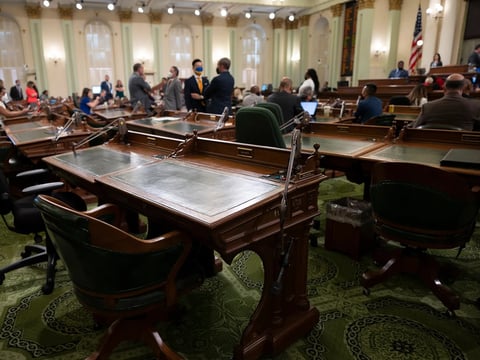 Lawmakers on the Assembly floor at the state Capitol on May 31, 2022.