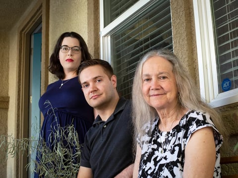 From left, Kelsey McQuaid-Craig, Brandon J. Craig and Mary Craig at their home in Sacramento on Aug. 9, 2022.