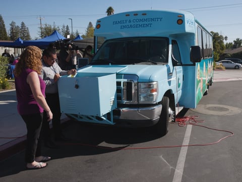 The Family and Community Engagement (FACE) mobile bus on Oct. 4, 2022. It is the first of its kind in Sacramento County.