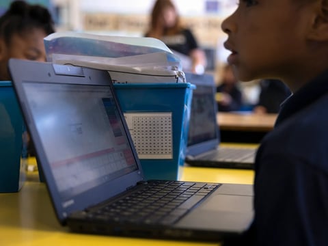 St. HOPE Public School 7 Elementary in Sacramento used some of its stimulus funds to buy laptops for students.