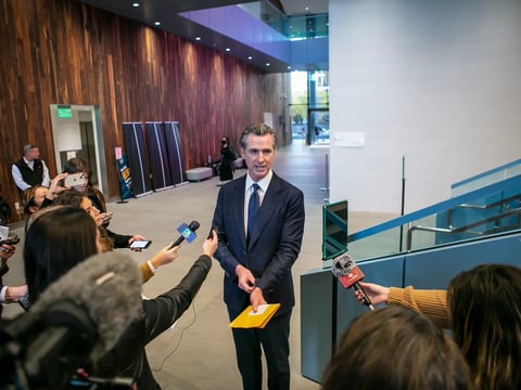 Gov. Gavin Newsom explains why he withheld, then released, $1 billion for local governments to reduce California homelessness. The two sides met in Sacramento on Nov. 18, 2022.