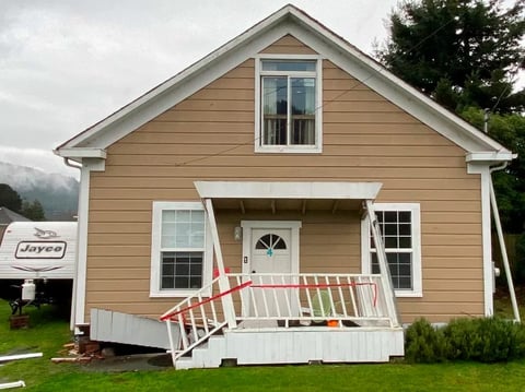 A home is seen damaged after an earthquake in Rio Dell, Calif., Tuesday, Dec. 20, 2022.