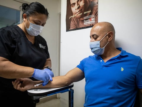 Fresno resident Gonzalo Garcia receives the mpox vaccine on Aug. 24, 2022.