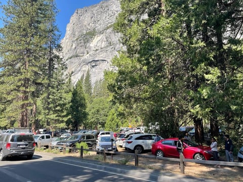 A parking lot at Yosemite National Park, June 22, 2023.