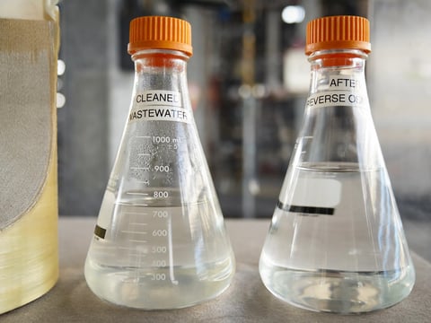 Reverse osmosis, a step in the water purification process, eliminates more than 99% of all impurities at the Pure Water Southern California Demonstration Plant in Carson.
