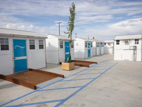 Cabins at a Safe Stay Community on Florin Rd. on Monday, Aug. 14, 2023. Sacramento County will open another tiny home community on East Parkway, modeled after the community on Florin Rd.