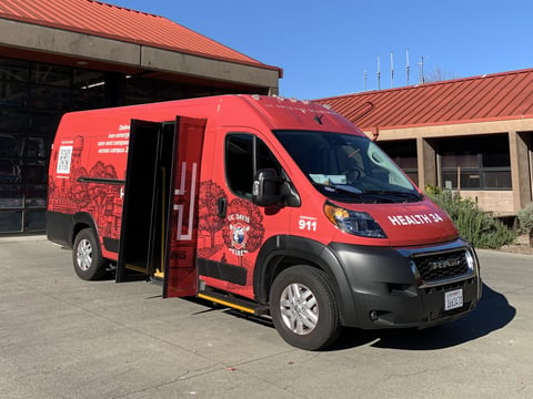 The Health 34 van sits outside the UC Davis Fire Station on Dec. 13, 2023.