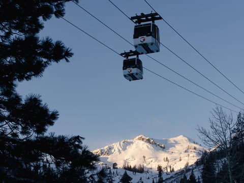 The gondola at Palisades Tahoe is pictured on Jan, 7. 2024, after a storm system brought heavy snow to the Sierra.