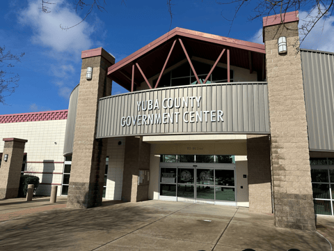 A sign marks the Yuba County Registrar of Voters office in Marysville, Calif. on Wednesday, Jan. 17, 2024.