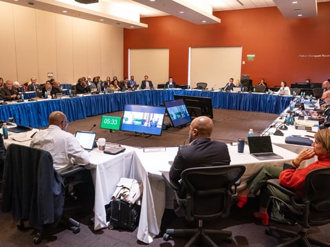 The UC Board of Regents holds a session at UCSF Mission Bay Conference Center in San Francisco on Jan. 25, 2024.