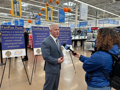 Yolo County District Attorney Jeff Reisig being interviewed after a press conference introducing FastPass to Prosecution on March 5, 2024.